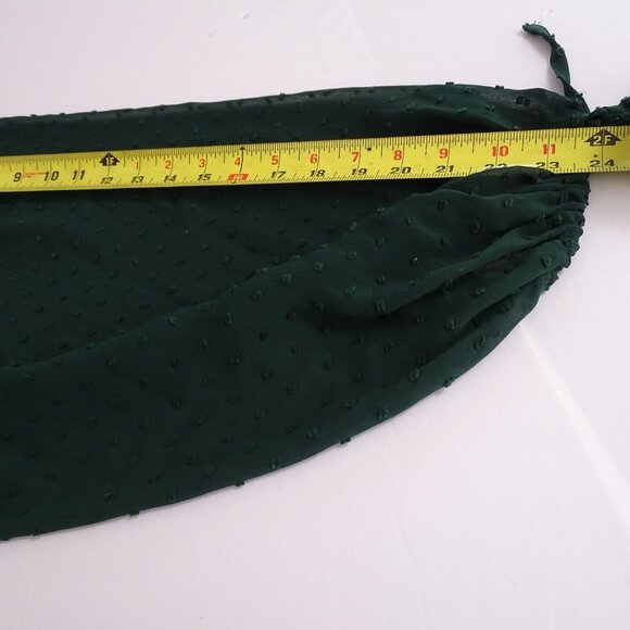 Entro Green Sheer Swiss Dot V-Neck Long Sleeve Blouse Top Women Size L - Picture 8 of 8